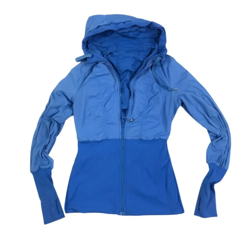 LULULEMON Dance Studio Reversible Full Zip Hooded Jacket III Sz 8 Blue Athletic